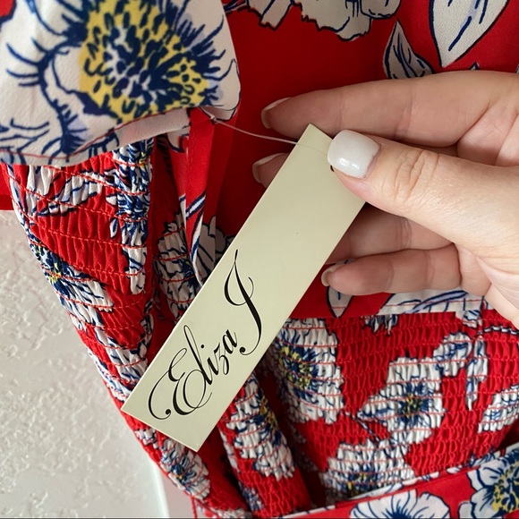 NWT Eliza J Floral Off Shoulder Smocked Midi Dress - Picture 6 of 6